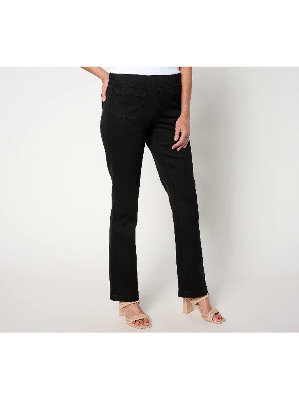 Belle Kim Gravel Tall TripleLuxe Twill Baby Bootcut Pants Black 16 A653653 NWT